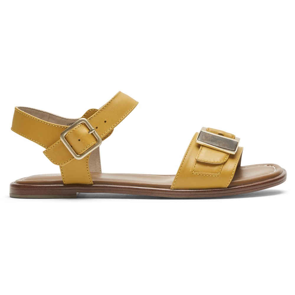 Rockport Women's Total Motion Zadie Buckle Sandals - Yellow - USA (3256YHZMB)